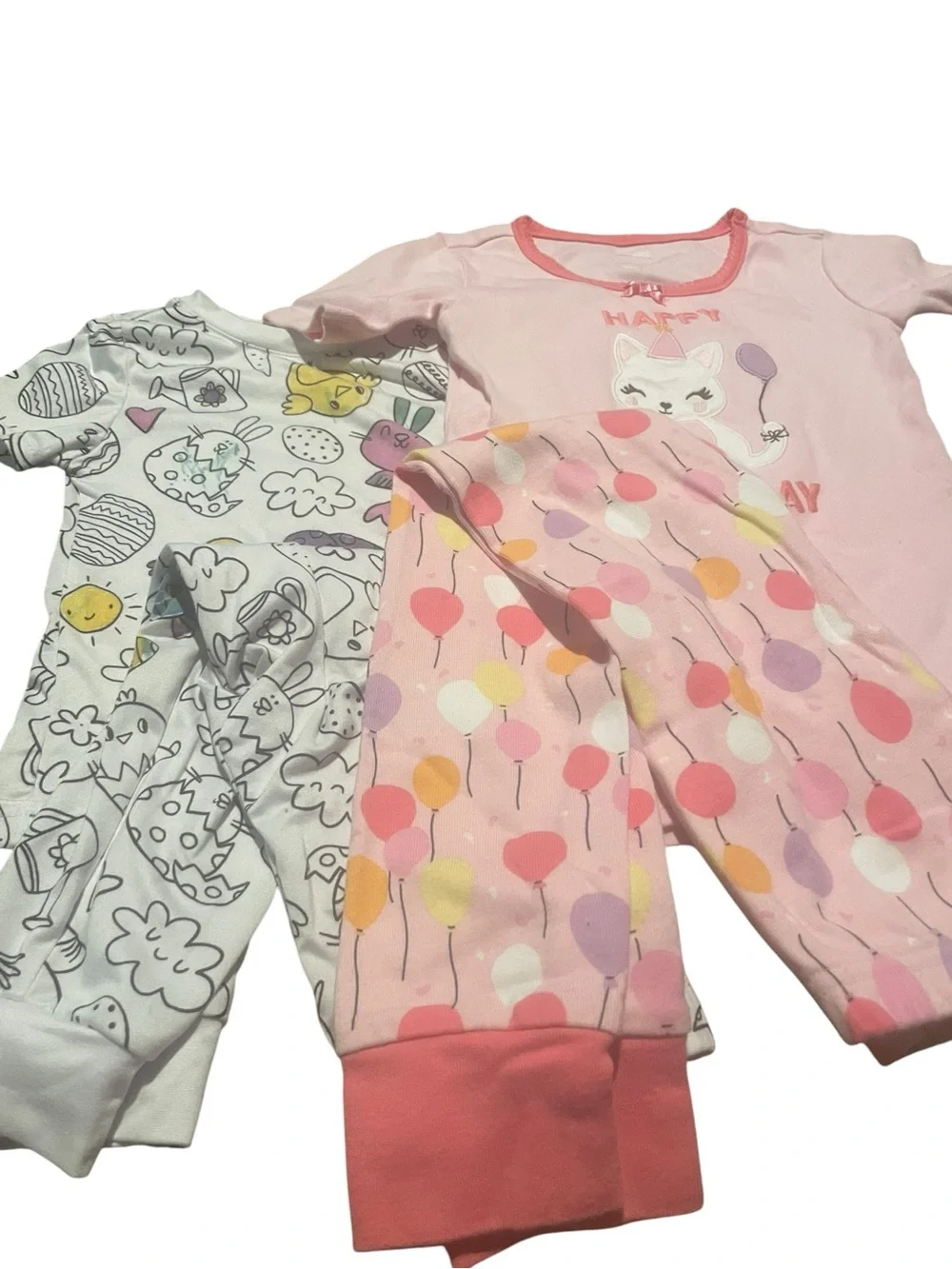 Gymboree Happy Birthday Girls Pink Balloon & Gray Doodle Pajama Set